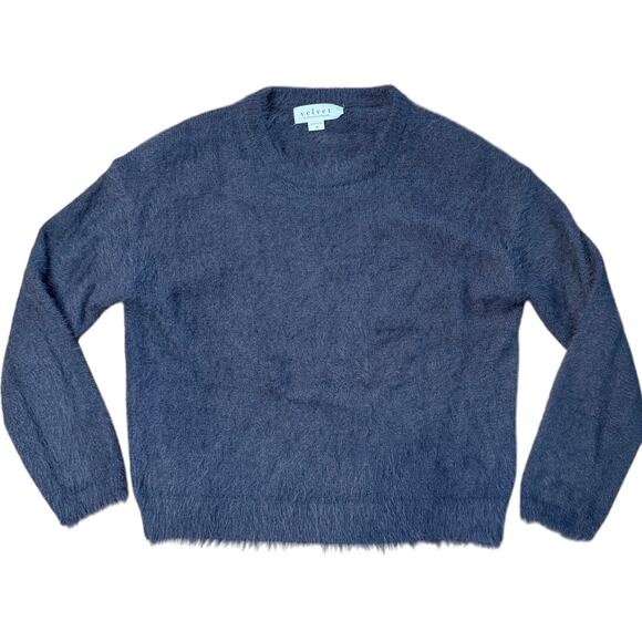 Velvet by Graham & Spencer Women's Ray Feather Yarn Fuzzy Dark Gray Sweater - Picture 1 of 5